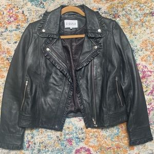 Claudie Pierlot leather jacket with ruffle